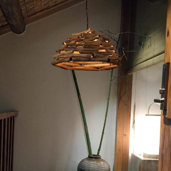 Handpicked Sticks Wood Pendant Light Burlywood Hanging Pendant Light - Image 4
