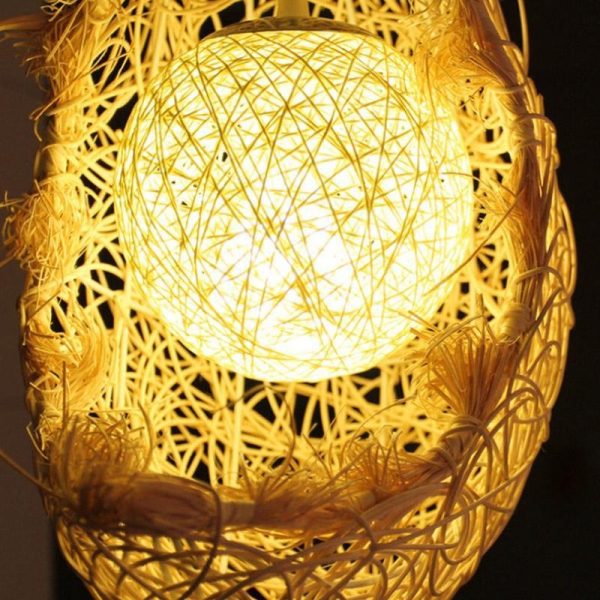 Moon Shaped Wicker Rattan Pendant Light Farmhouse Dining Room Ceiling Light - Image 5