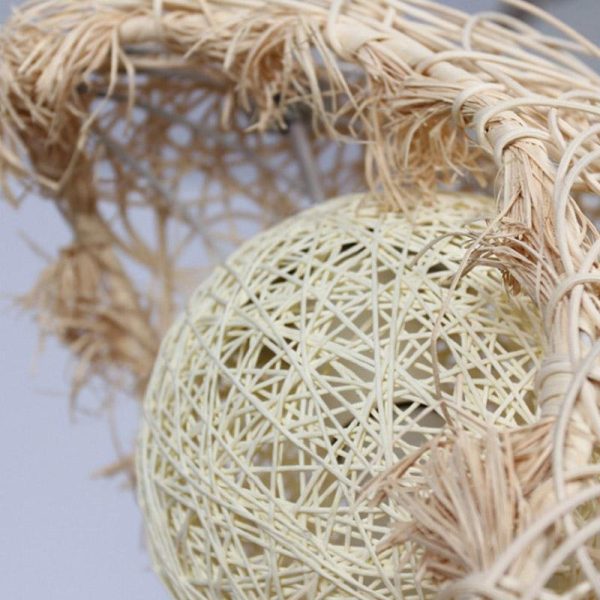 Moon Shaped Wicker Rattan Pendant Light Farmhouse Dining Room Ceiling Light - Image 6