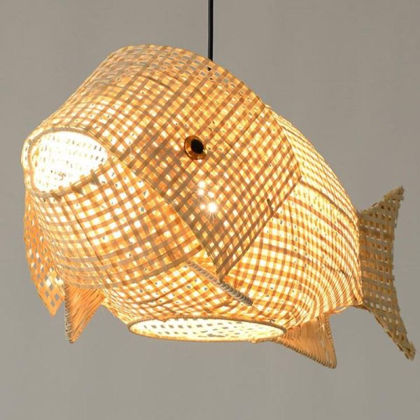 26'' Farmhouse Fish Shaped Bamboo Pendant Light - Image 4