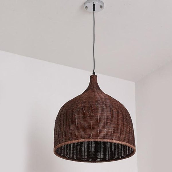 25'' Rustic Bell Shaped Rattan Pendant Light - Image 8