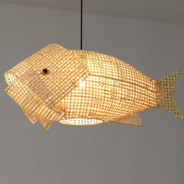 26'' Farmhouse Fish Shaped Bamboo Pendant Light - Image 5
