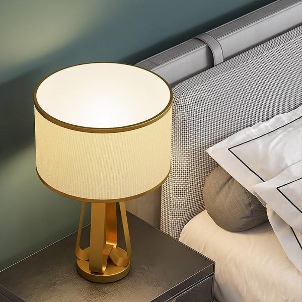 22 inch 1-Light Golden Faux Silk and Brass Geometric Table Lamp - Image 8