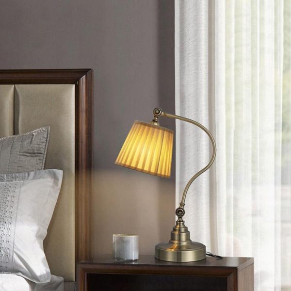 Industrial Empire-Style Metal Desk Lamp with Curved Arm and Adjustable Lighting - Image 3