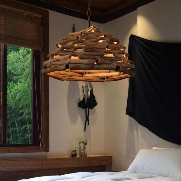 Handpicked Sticks Wood Pendant Light Burlywood Hanging Pendant Light - Image 7
