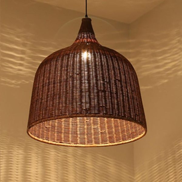 25'' Rustic Bell Shaped Rattan Pendant Light - Image 6