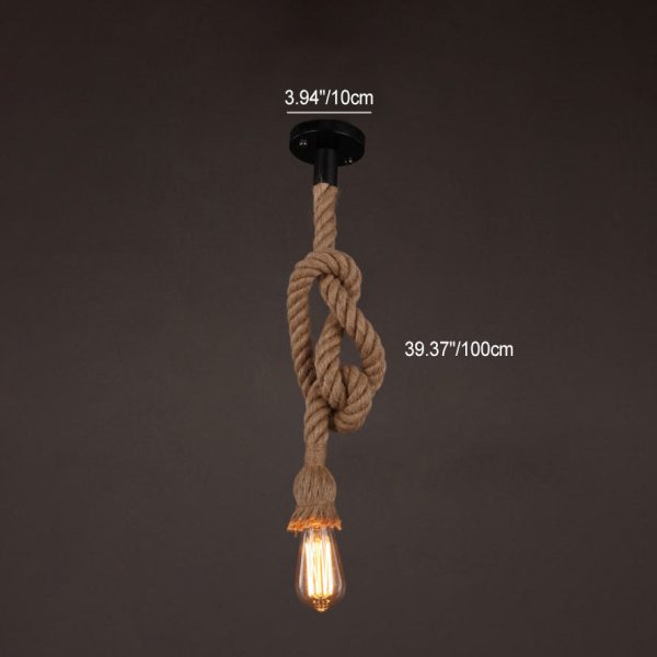 Industrial Hemp Rope Hanging 1/2-Light Pendant Light - Image 5