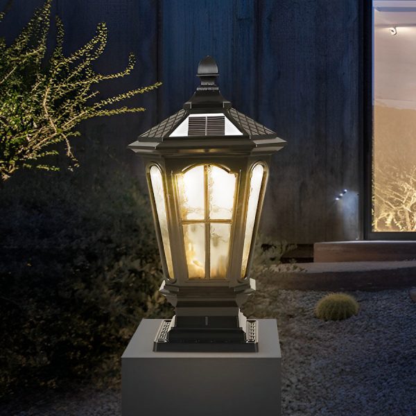 Retro Pavilion Shape Waterproof LED Solar Powered Fence Post Lights - Image 3