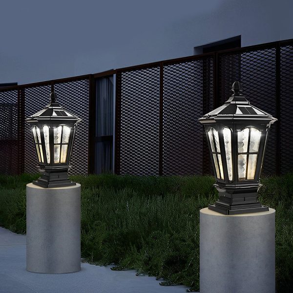 Retro Pavilion Shape Waterproof LED Solar Powered Fence Post Lights - Image 2