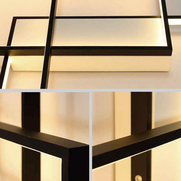 Overlapping Rectangles Aluminum Geometric Style Flush Mount Lighting LED Ceiling Light - Image 11