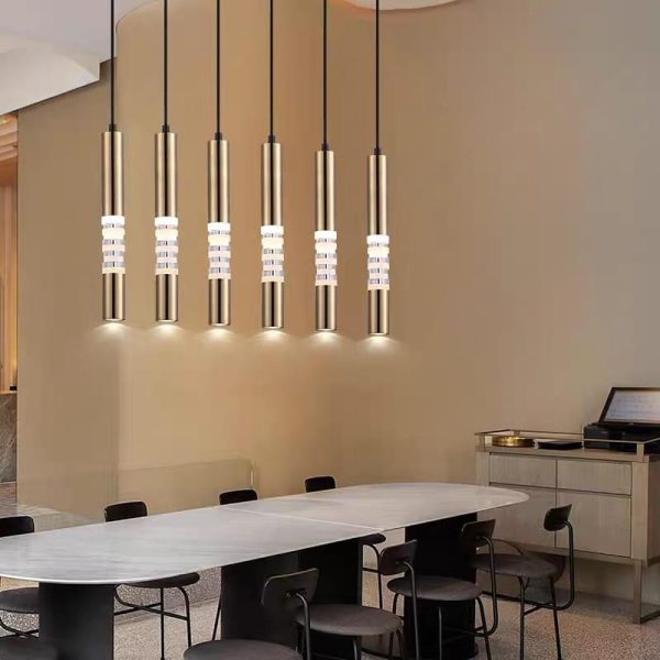 Cylindrical Linear Metal Acrylic Industrial Foyer Pendant Light Ceiling Light - Image 3