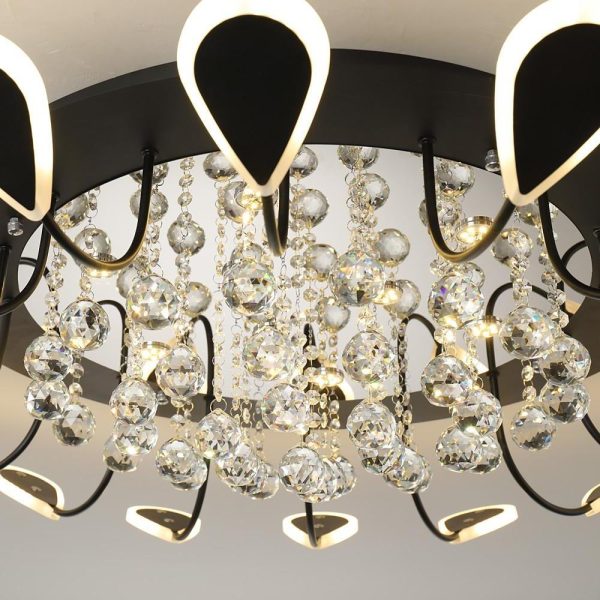 Flower Shaped Dimmable LED Crystal Modern Flush Mount Lighting Ceiling Light - Image 15