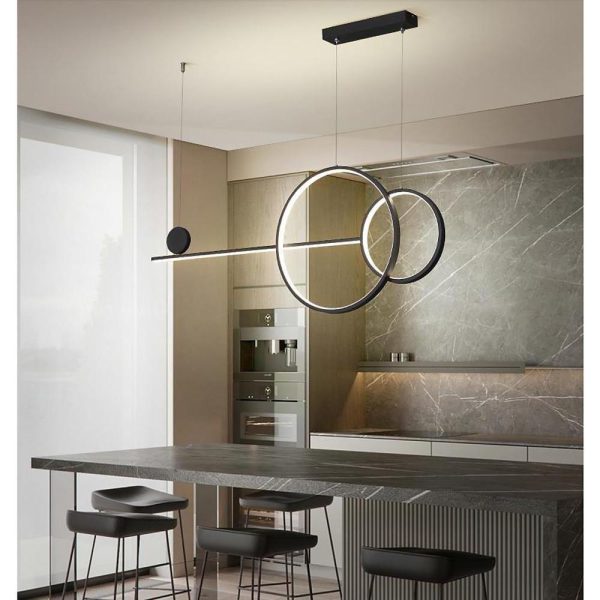 Large Small Circle With Linear Pendant Lighting Modern LED Kitchen Lighting - Image 5