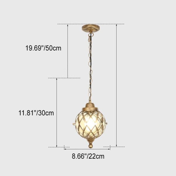European Vintage Round Ball Die-Cast Aluminum Glass Waterproof Outdoor 1-Light Pendant Light - Image 23