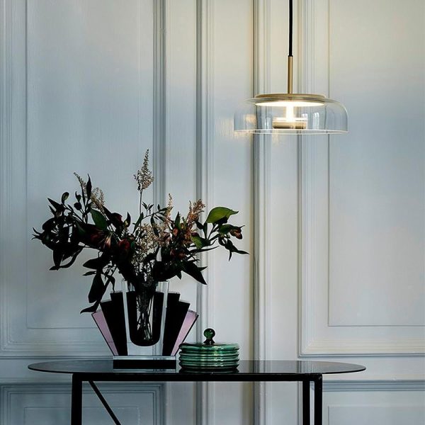 Circular Electroplated Metal Glass LED Modern Pendant Light Hanging Lamp - Image 4