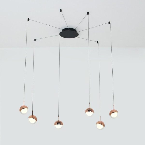 Mini Globe Cluster Design Chandelier Light Metal Acrylic Ceiling Light 6 Bulbs - Image 3