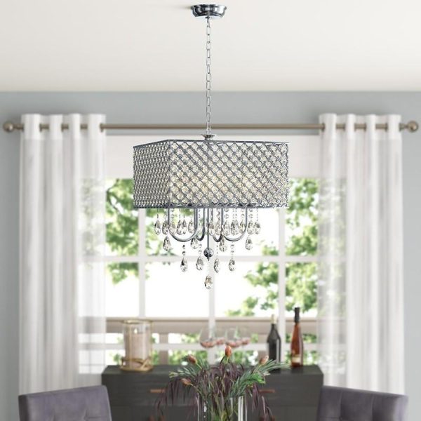 Square Electroplated Metal Glass LED Nordic Chandeliers Pendant Light - Image 3