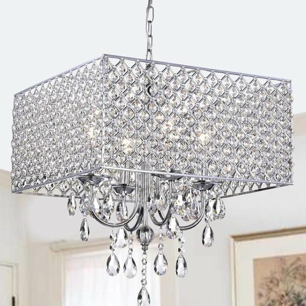 Square Electroplated Metal Glass LED Nordic Chandeliers Pendant Light - Image 4