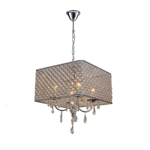 Square Electroplated Metal Glass LED Nordic Chandeliers Pendant Light - Image 6