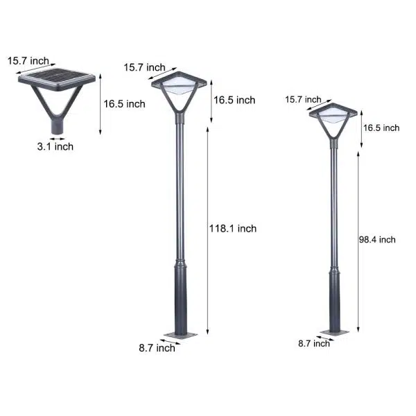 Black LED Solar Lamp Post and Pole Street Lights - Image 8