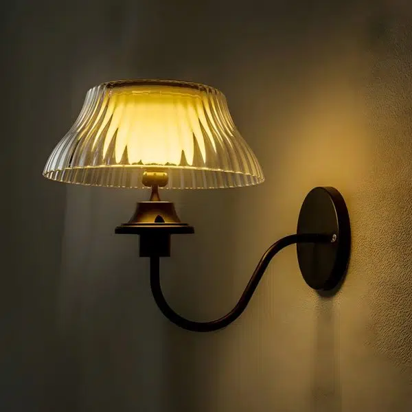 Black Metallic Arm Solar Outdoor Wall Light - Adjustable Glass Shade - Image 3