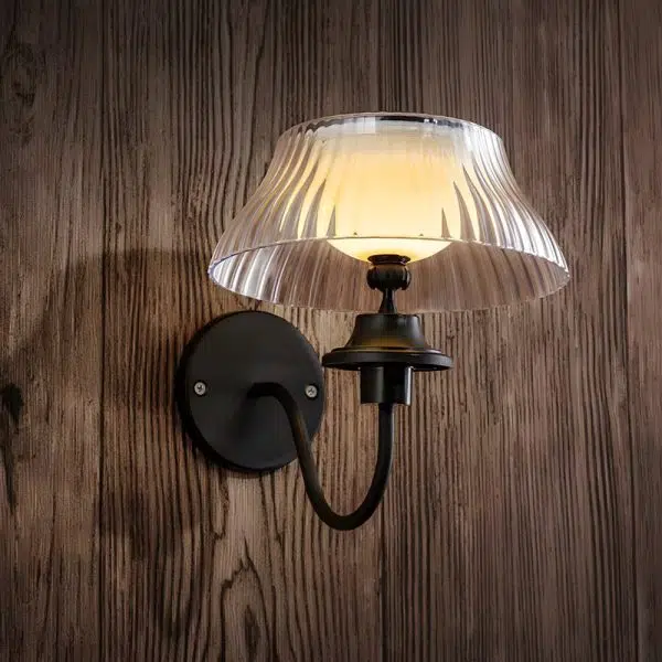 Black Metallic Arm Solar Outdoor Wall Light - Adjustable Glass Shade - Image 4