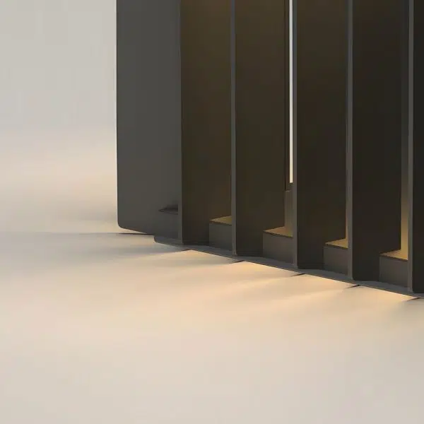 Black Square Pier-Mount Outdoor Post Light Garden Wired Solar Pillar Light - Image 6