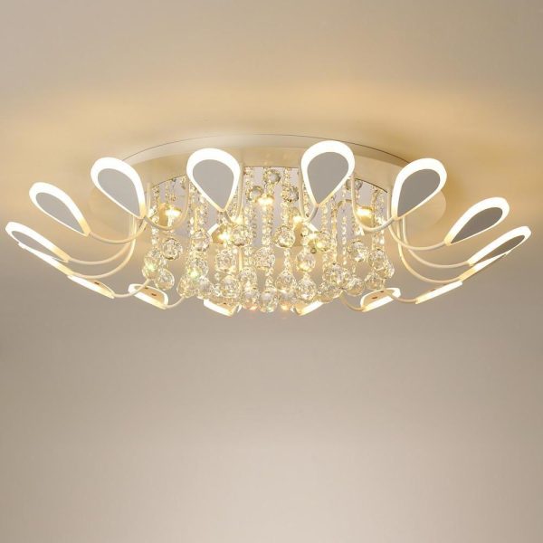 Flower Shaped Dimmable LED Crystal Modern Flush Mount Lighting Ceiling Light - Image 3