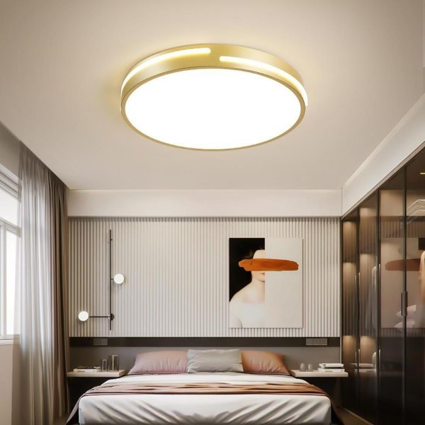 Minimalist Round Dimmable LED Gold Modern Flush Mount Ceiling Light - Image 3