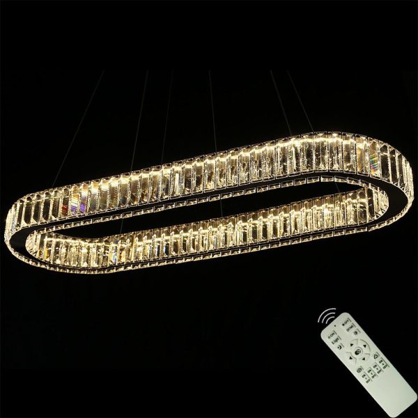 Chrome Golden Crystal Clear Beauty Oval Ring Hanging Pendant Chandelier - Image 10