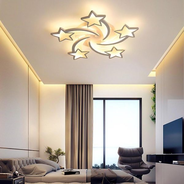 Celestial Shooting Stars Flush Mount Ceiling Light- LED, Dimmable, White, 5 to 15 Star Lights - Image 5