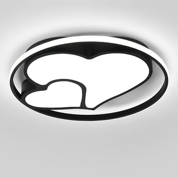 2 Heart Circle Dimmable LED Modern Flush Mount Ceiling Light with Remote - Image 5