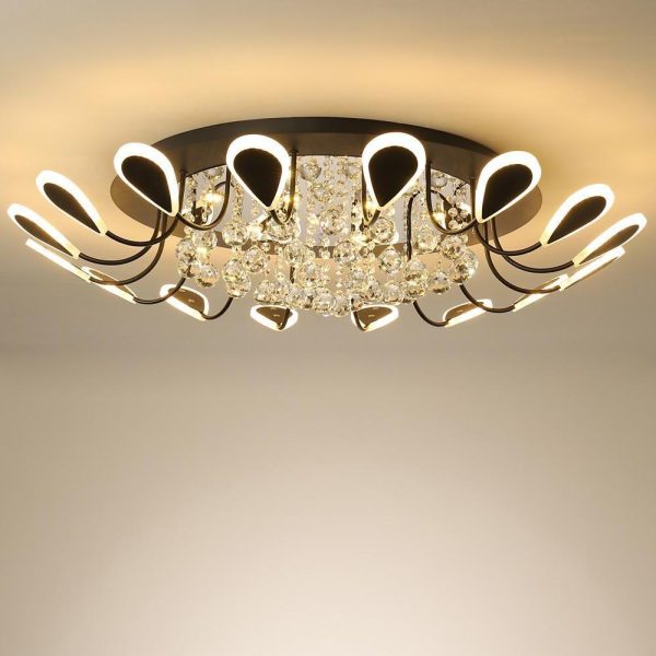 Flower Shaped Dimmable LED Crystal Modern Flush Mount Lighting Ceiling Light - Image 5
