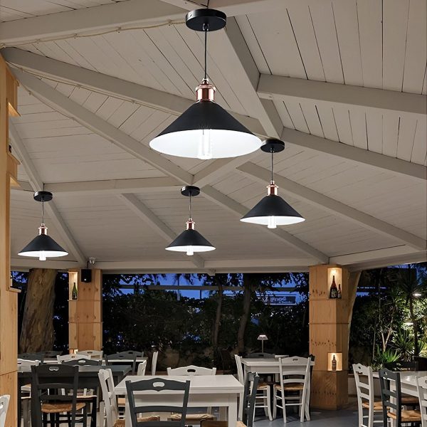 Classic Conical Solar Lights LED Pendant Light Solar Garden Lights Waterproof Hanging Lights - Image 3