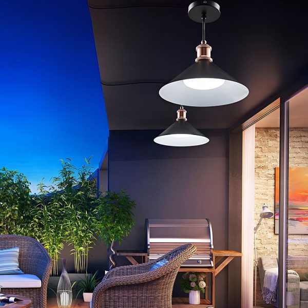 Classic Conical Solar Lights LED Pendant Light Solar Garden Lights Waterproof Hanging Lights - Image 2