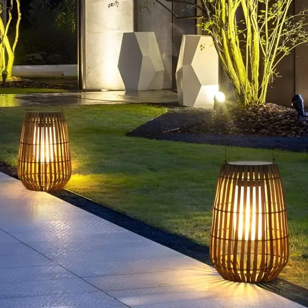 Rattan Portable Lantern Shaped LED Waterproof Solar Outdoor Lights - Image 5