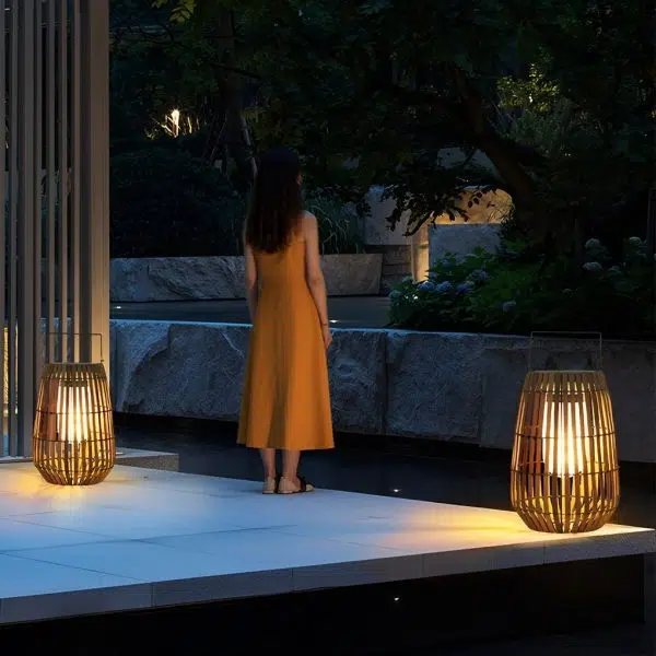 Rattan Portable Lantern Shaped LED Waterproof Solar Outdoor Lights - Image 4