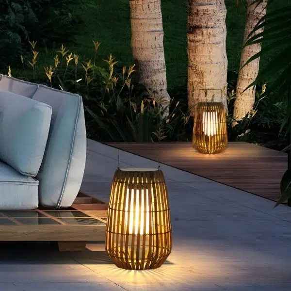 Rattan Portable Lantern Shaped LED Waterproof Solar Outdoor Lights - Image 2