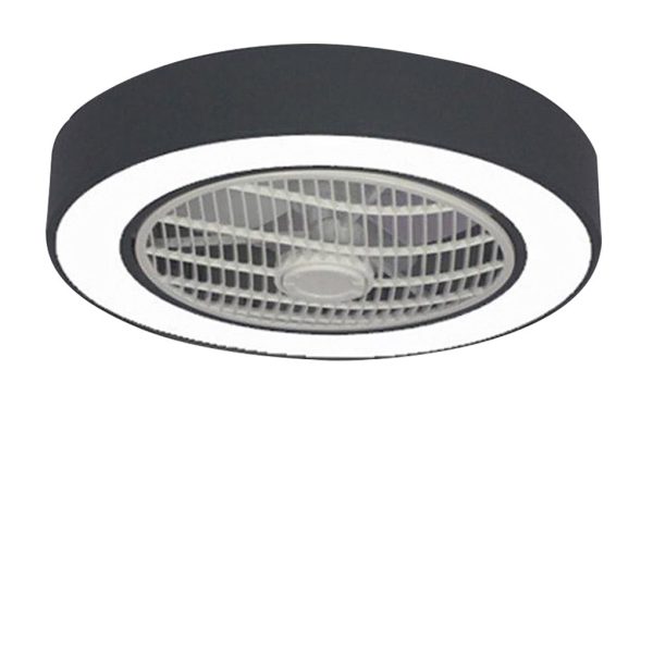 Compact Round Iron Modernized Flush Mount Bladeless Ceiling Fan With LED Lights - Image 10