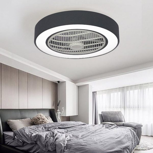 Compact Round Iron Modernized Flush Mount Bladeless Ceiling Fan With LED Lights - Image 2