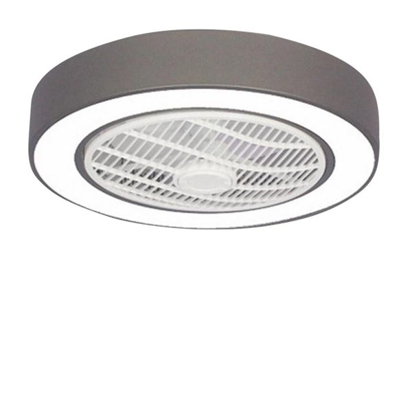 Compact Round Iron Modernized Flush Mount Bladeless Ceiling Fan With LED Lights - Image 11