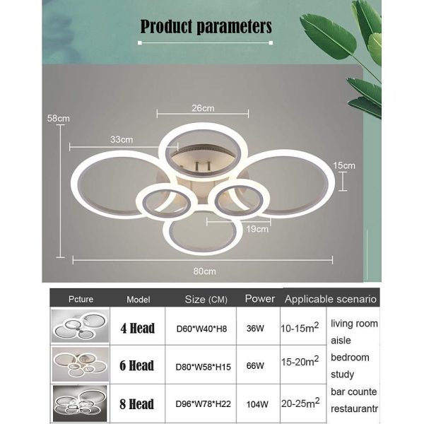 Circles Aluminum Acrylic Cluster Style Design Flush Mount Lighting LED Living Room Bedroom Ceiling Lights - Image 10