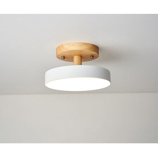 Round Minimalist Drum Flush Mount Light Metal Bamboo LED Ceiling Light - Image 5