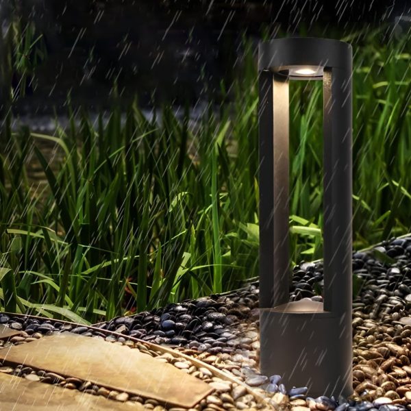 Waterproof LED Outdoor Post Light Hollow Cylindrical Black Lamp for Elegant Exterior Lighting - Image 4