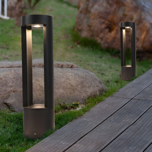Waterproof LED Outdoor Post Light Hollow Cylindrical Black Lamp for Elegant Exterior Lighting