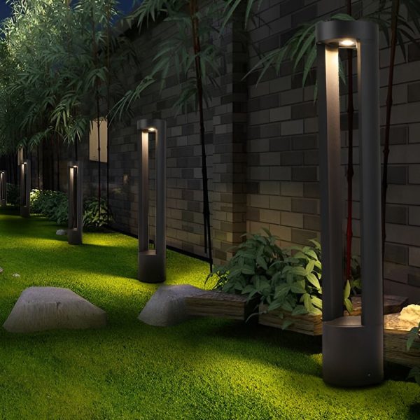 Waterproof LED Outdoor Post Light Hollow Cylindrical Black Lamp for Elegant Exterior Lighting - Image 3