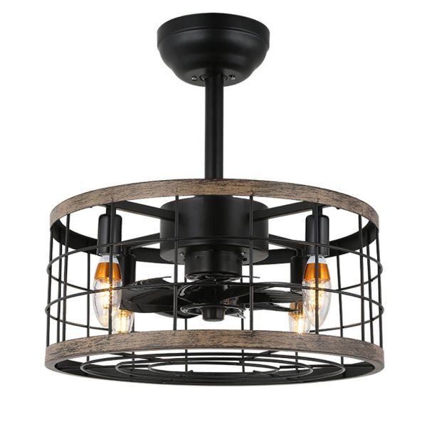 Creative Retro Industrial Style Wrought Iron Cage Noiseless Fan Chandelier - Image 5