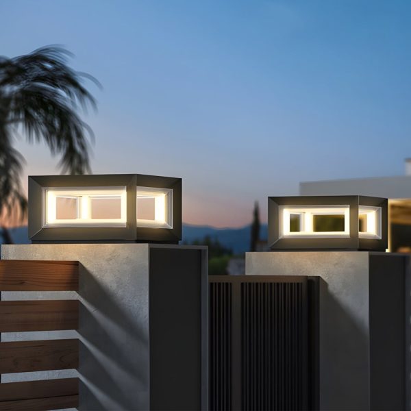 Creative Square Frame Waterproof Black Modern Solar Fence Post Lights - Image 3