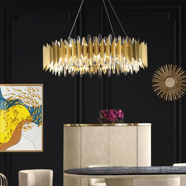 Modern Round Crystal Chandelier Stainless Steel Single Ceiling Light - Image 5