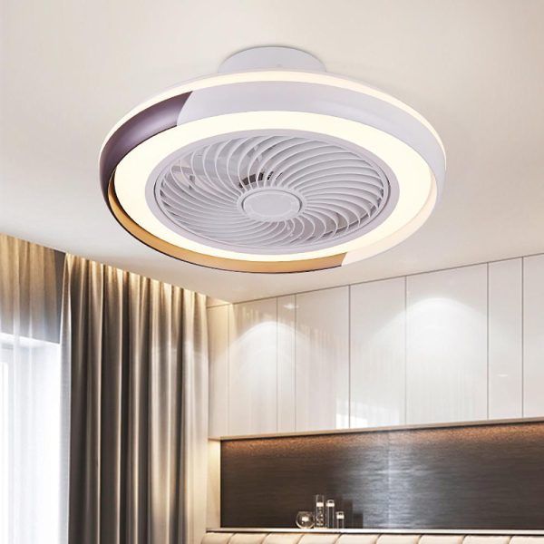 White Flush Mount Bladeless Fan Ceiling with LED Light - Image 5